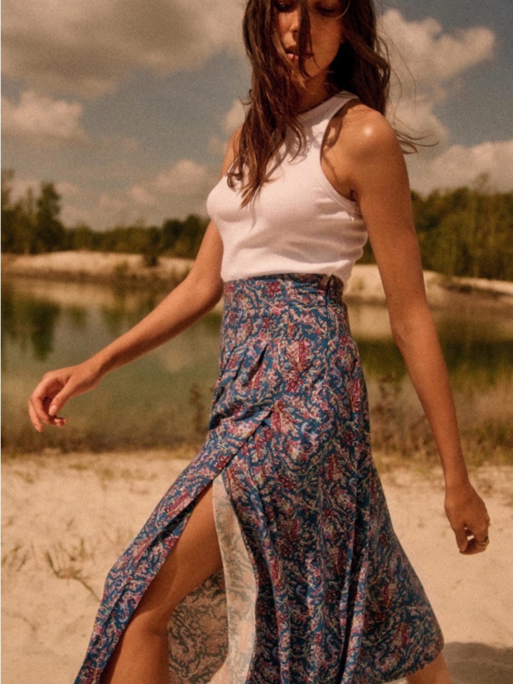 Sezane Alicia Skirt in Ranch Marine (Size 40)